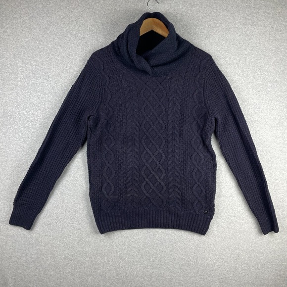 Scotch Soda Sweater Men Medium Purple Cable Knit Shawl Collar Fisherman Speckled - Picture 1 of 14